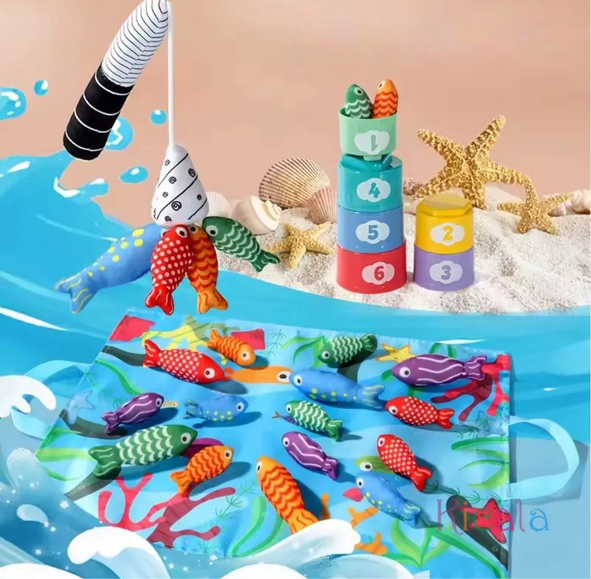 Fiskespel i mjukt tyg