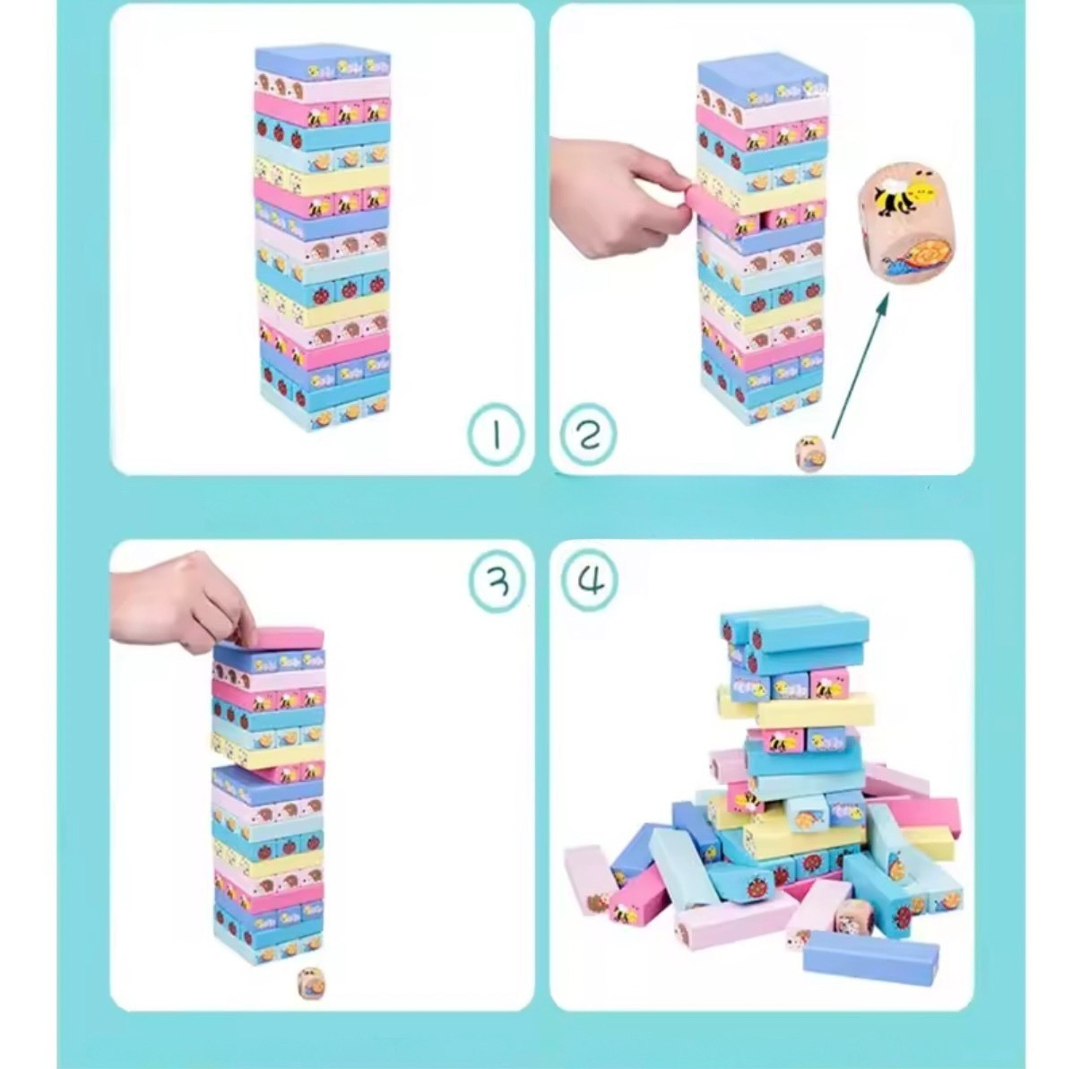 Färgglatt Jengaspel