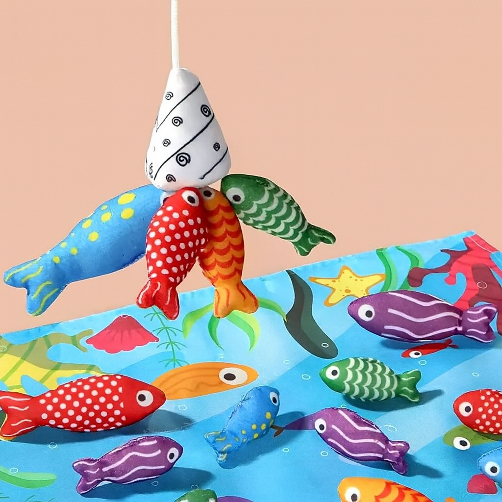 Fiskespel i mjukt tyg